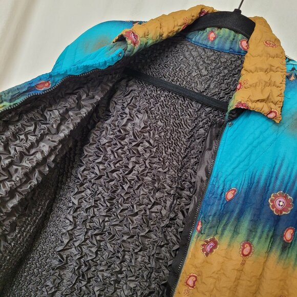 UBU Womens Size S Blue Print Lightweight Crinkle Popcorn Stretch Travel Jacket - Picture 7 of 12